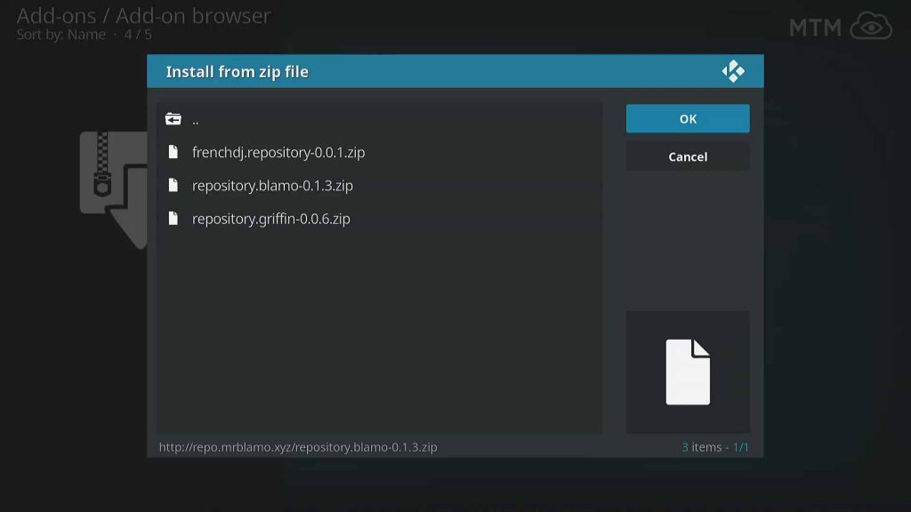 Choose Latest repository.blamo Repo Zip File & Click OK