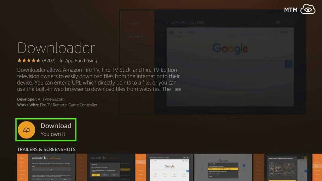 click download on firestick for teatv apk downloader app