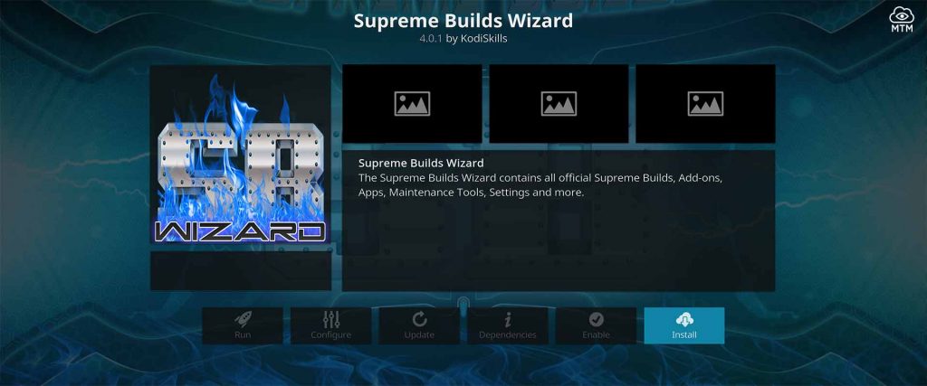 Click Button to Install Kodi Supreme Builds Wizard