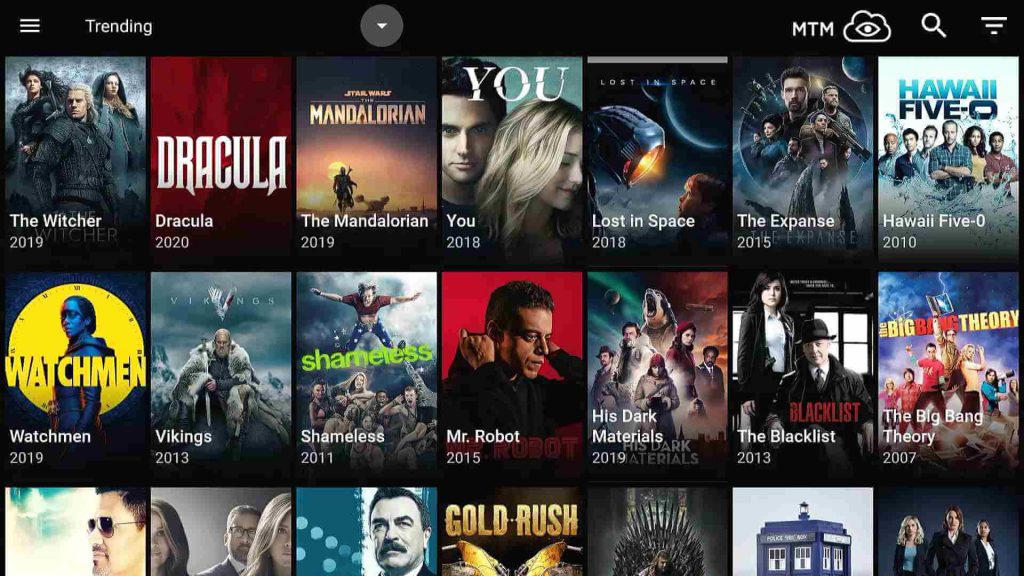 catmouse default homescreen shows trending tv series