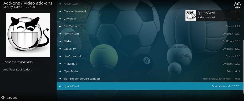 sportsdevil kodi addon installed on firestick 4k