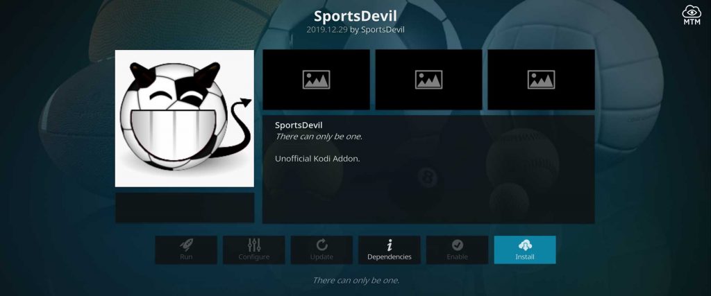 sportsdevil install dialog in repo